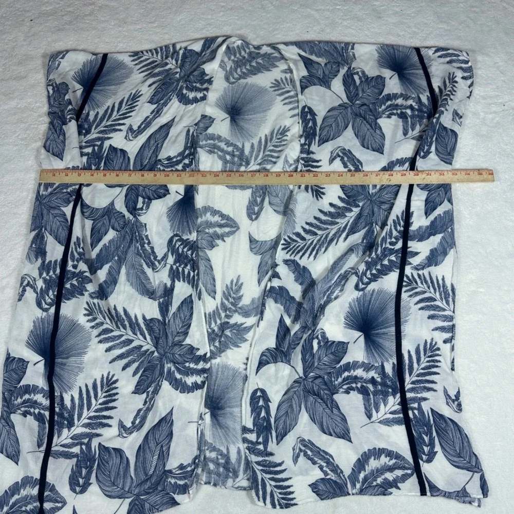 Janice Apparel Kimono Women One Size Blue White Tropical Palm Leaf Print Wrap